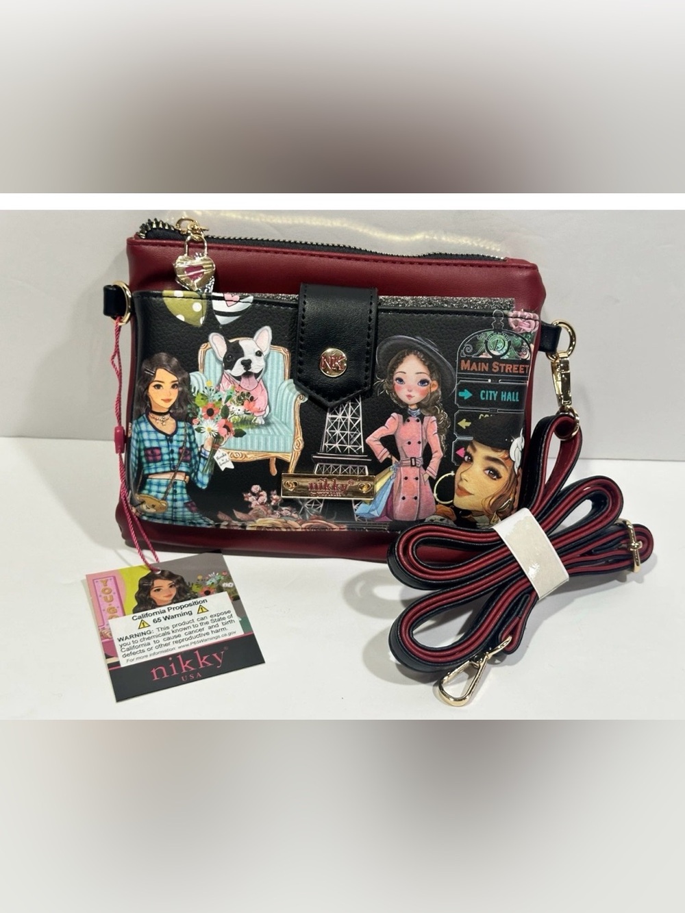NIKKY by NICOLE LEE ZIP & SNAP BUTTON POUCH CROSSBODY BAG